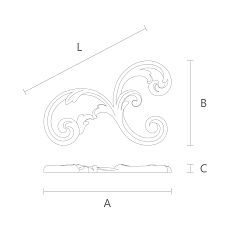 Резная накладка N-283L из дерева чертеж