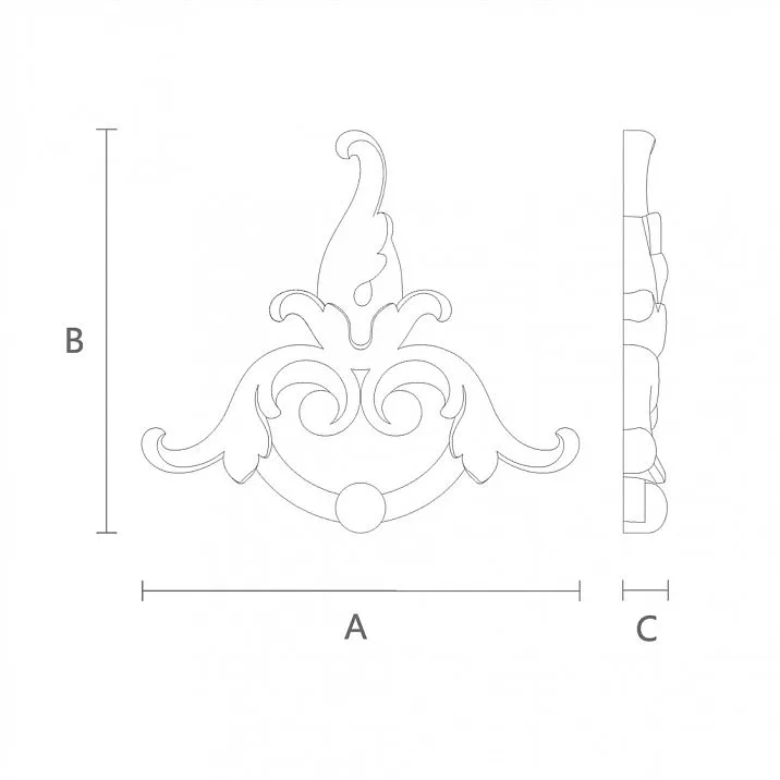 Резная накладка N-302 деревянная чертеж