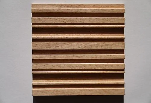 Wooden blank with clear ribs and grooves, demonstrating the structure and processing of solid wood.