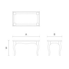 Drawing of the TBR-002 bench made of solid wood