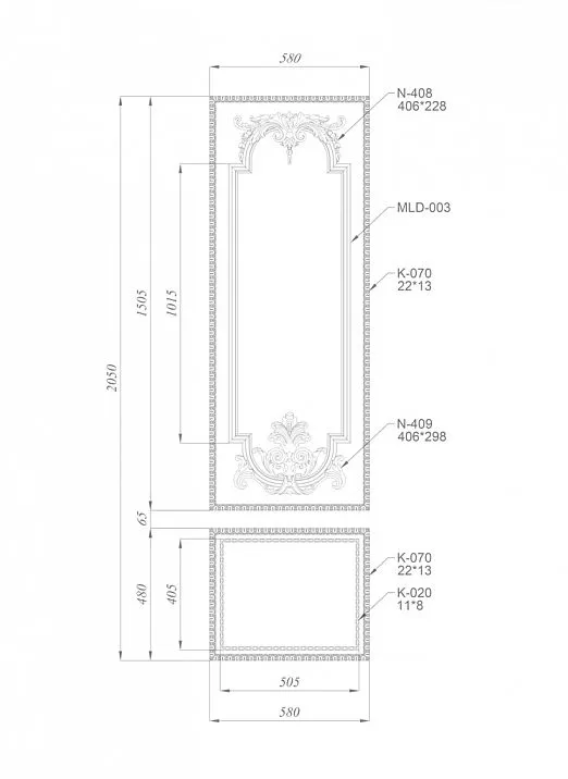 Резной декор из дерева - комплект декора C-003-3 чертеж