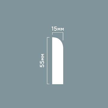 BE55 floor skirting from HI WOOD polystyrene, height 55 mm, thickness 15 mm, smooth white surface