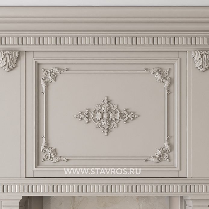 Detailed view of the kitchen KUH-018 decor &ndash; harmonious combination of carved decoration and polyurethane elements