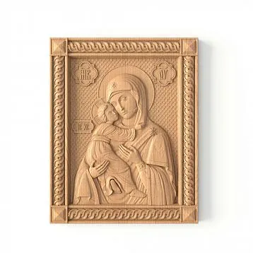 Carved icon of the Mother of God IKN-001 from beech or oak for church decor
