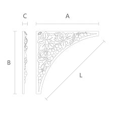 Деревянный орнамент N-261 в виде виноградной грозди с листьями чертеж