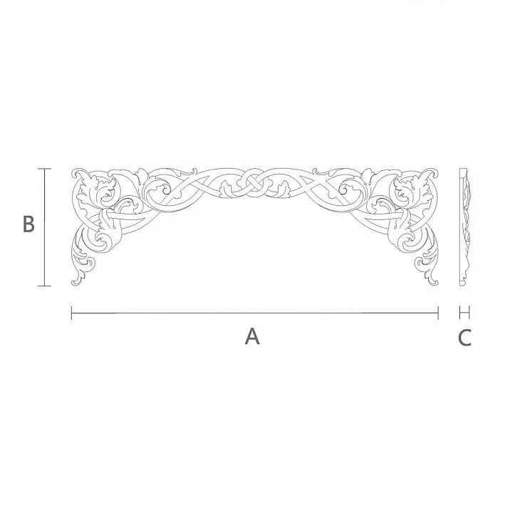 Elegant wooden carved insert for interior design drawing