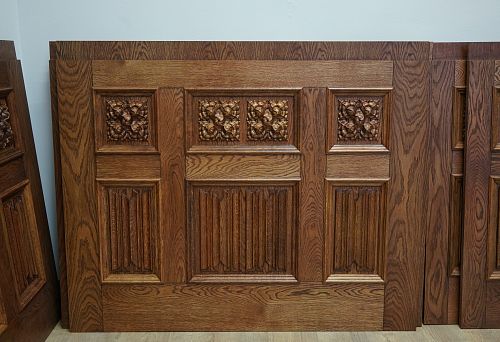 Decorative wooden panel with carved elements and handcrafted 3D ornament