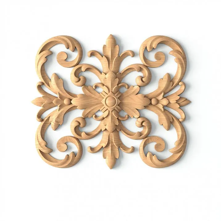 Wooden carved decoration for a mirror with natural motifs in interior decor