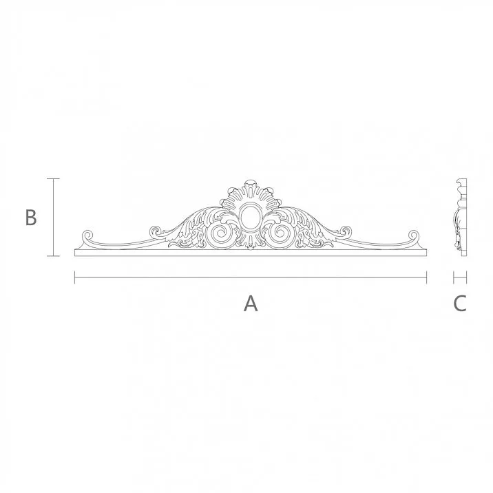 Декоративный элемент из дерева N-173.1 с резным орнаментом чертеж