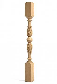 Carved oak stair post