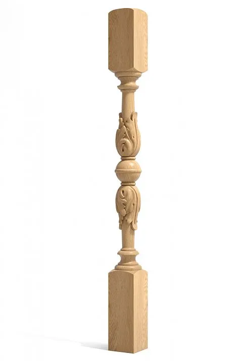 Carved oak stair post