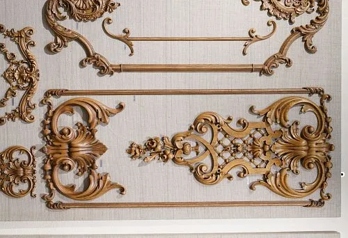 Carved wooden panel with an elegant ornament, reflecting high-quality craftsmanship