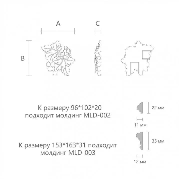 Carved insert N-258-1R drawing