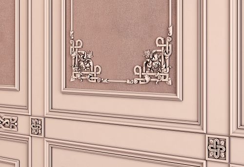 Carved decor in Russian style on interior wall panel