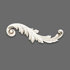 Molded decor NPU-458R: baroque scroll made of polyurethane with leaf-like elements