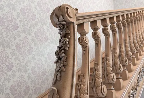 Classic staircase post 100x100 mm with decorative elements