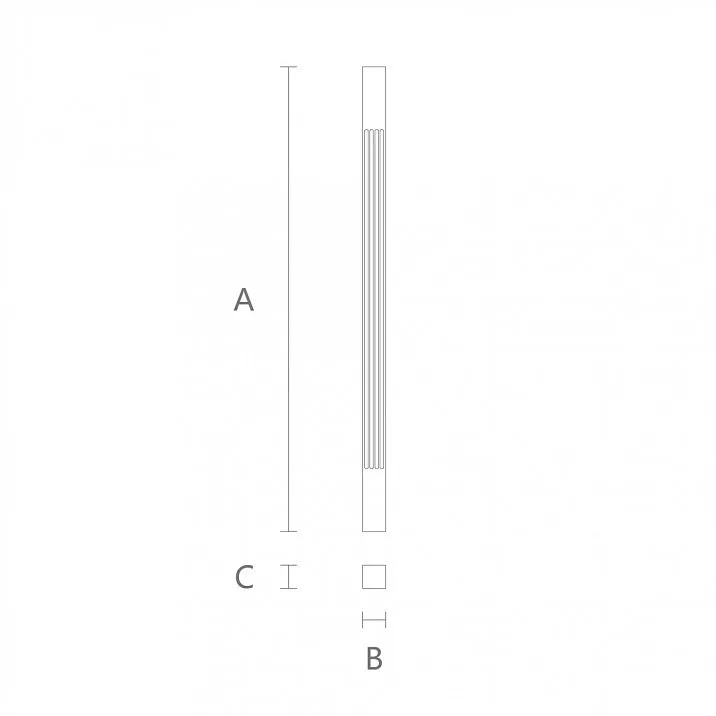 Strict and minimalist wooden baluster L-099.1 for staircase drawing