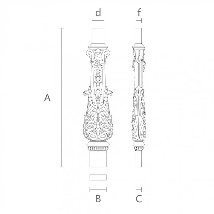 Impressive wooden staircase baluster L-106 drawing