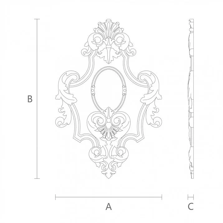 Elegant carved wooden overlay N-149 drawing