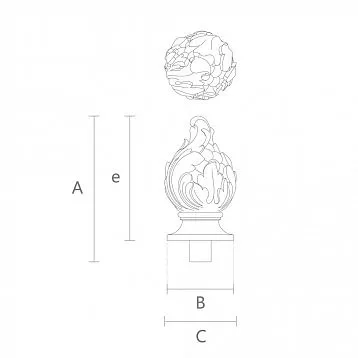 Finial for post L-085 made of oak or beech with carving