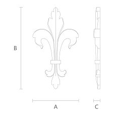 Wooden decorative element made of oak or beech with wood carving design