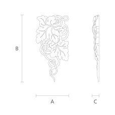 Wooden plaque with carved pattern of leaves and grape clusters &mdash; plaque N-252L drawing