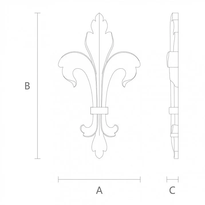 Wooden decorative element made of oak or beech with wood carving design