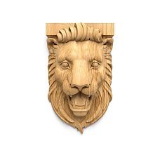 Резной кронштейн KR-069 на стене в виде головы льва