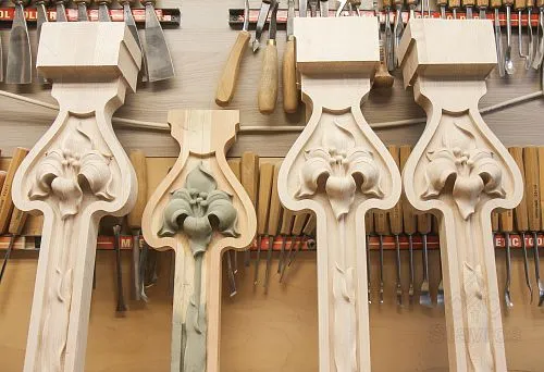 Decorative wooden elements with carved patterns &ndash; the art of architectural decoration.