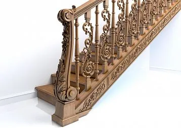 Wooden carved newel post for staircase