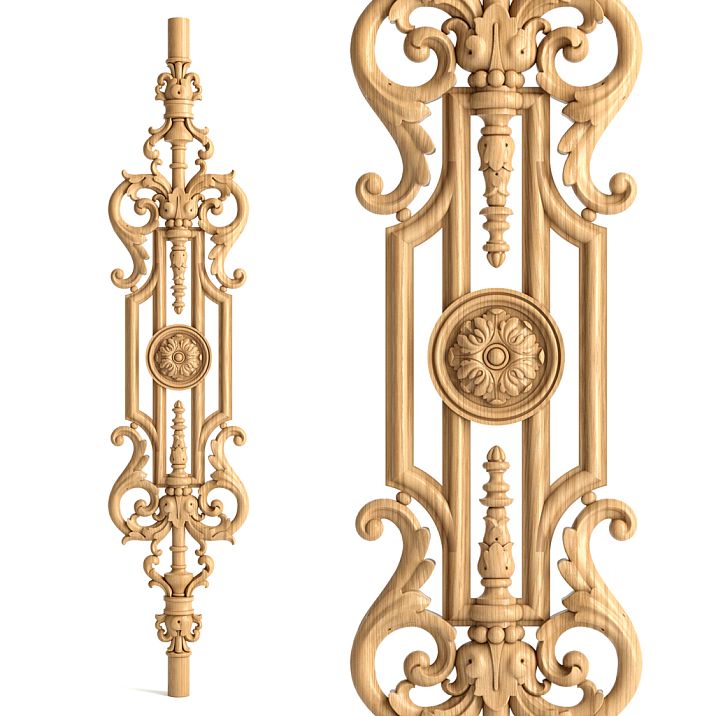 Carved wooden baluster L-033 with delicate decoration