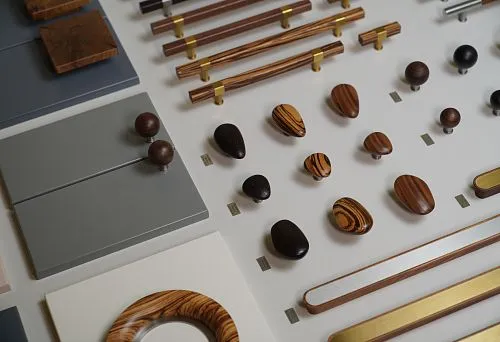 Choosing materials and color solutions on a stylish mudboard.