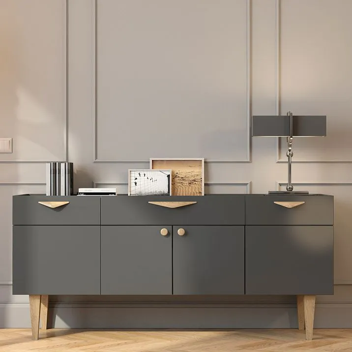 Ручка кнопка деревянная мебельная Button HL-036 фото в интерьере на тумбе