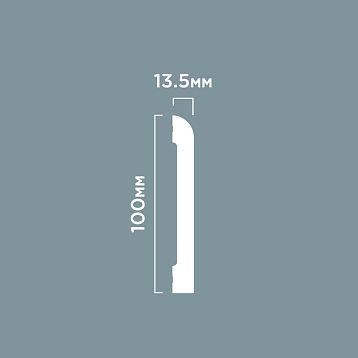 BE100 floor skirting board from polystyrene HI WOOD, maximum height 100 mm and thickness 13.5 mm, smooth minimalist white surface