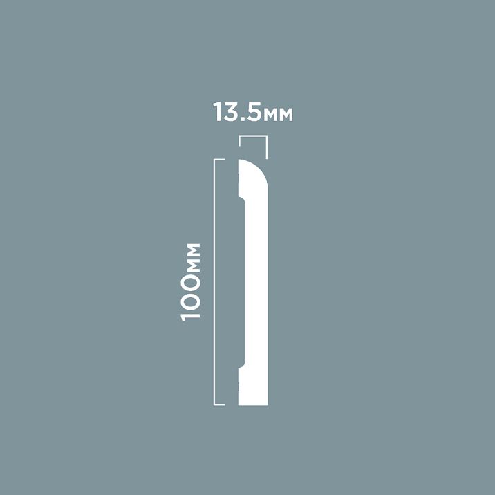 BE100 floor skirting board from polystyrene HI WOOD, maximum height 100 mm and thickness 13.5 mm, drawing