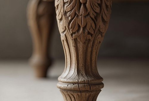 Carved wooden furniture leg with classic ornamentation
