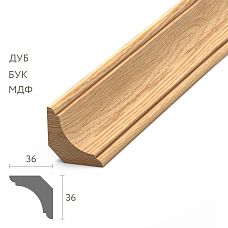 Wooden molding MLD-039 massive section 36&times;36 mm prestigious large-scale quarter-round profile from oak