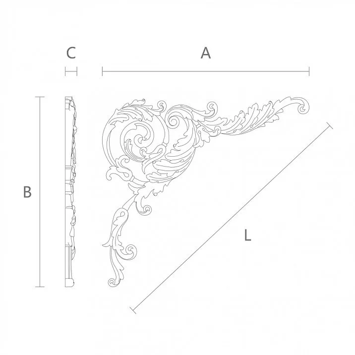 Wooden insert with classic drawing style