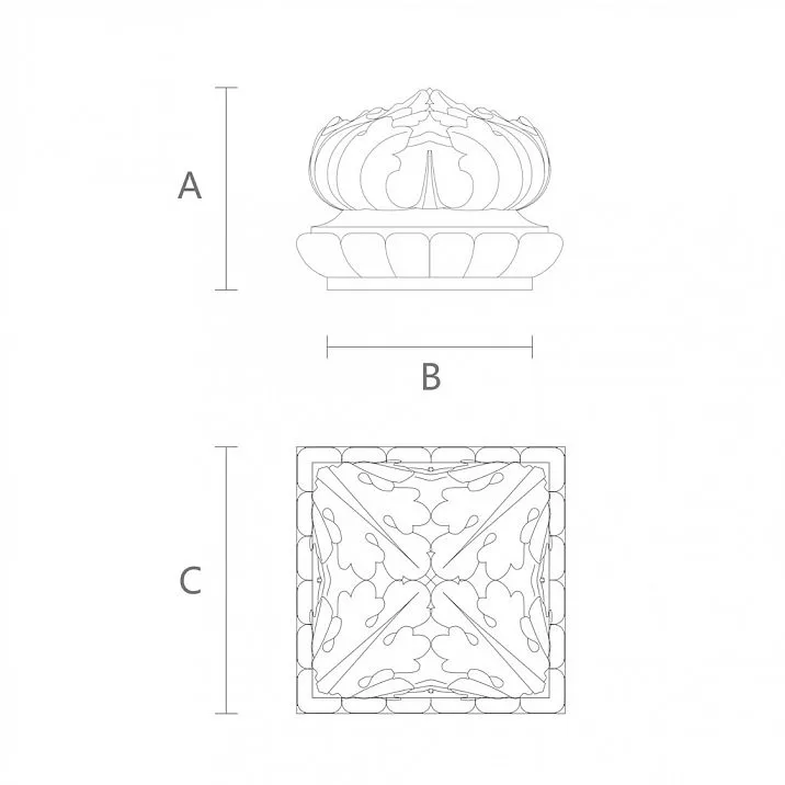 Навершие на столб L-011 - сочетание с балясиной чертеж