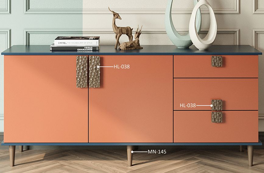 KMD-006 chest with "Mercury" HL-038 furniture handles and turned legs MN-145 in the hallway interior.