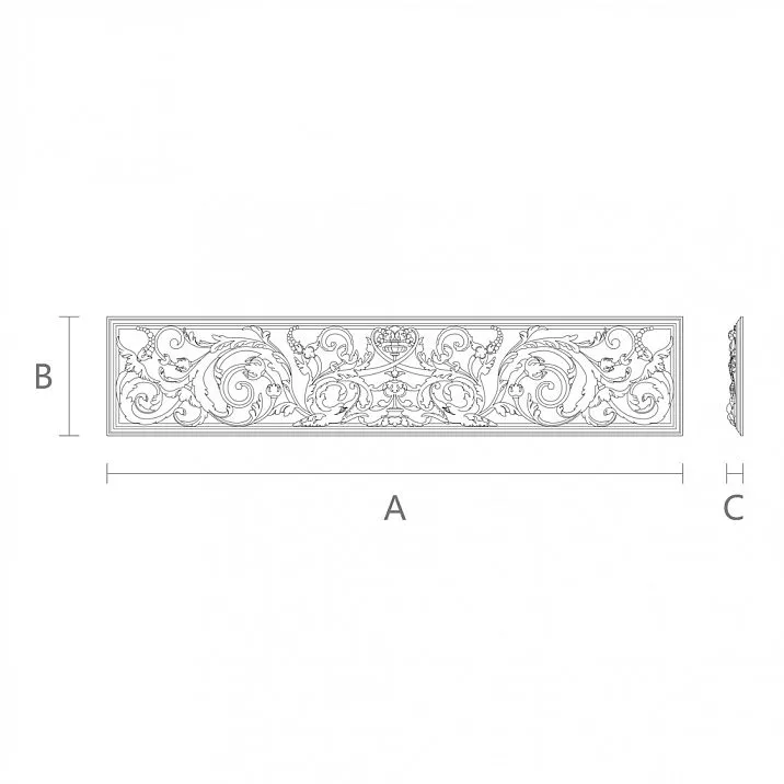 Накладка прямоугольная из дуба или бука N-176 с резьбой чертеж