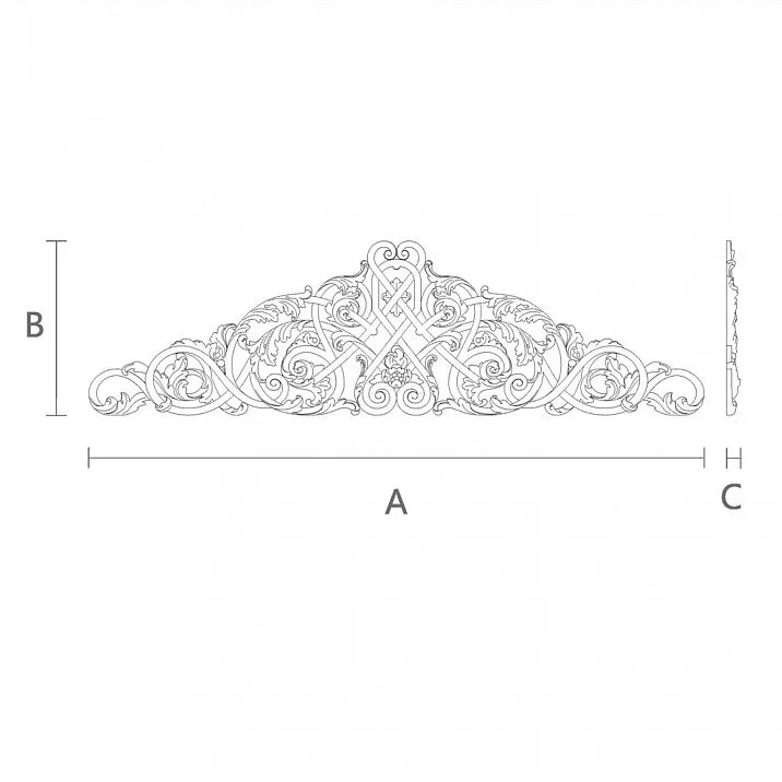 Wooden interior decor - carved overlay N-327 made of oak or beech drawing