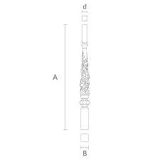 Elegant baluster for staircase L-059 with grapevine ornament drawing