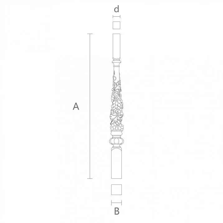 Elegant baluster for staircase L-059 with grapevine ornament drawing