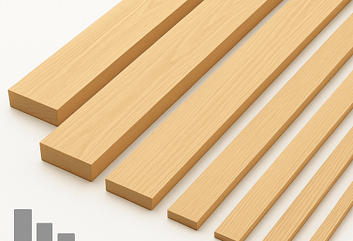 Set of decorative wooden planks of different widths for interior finishing from STAVROS