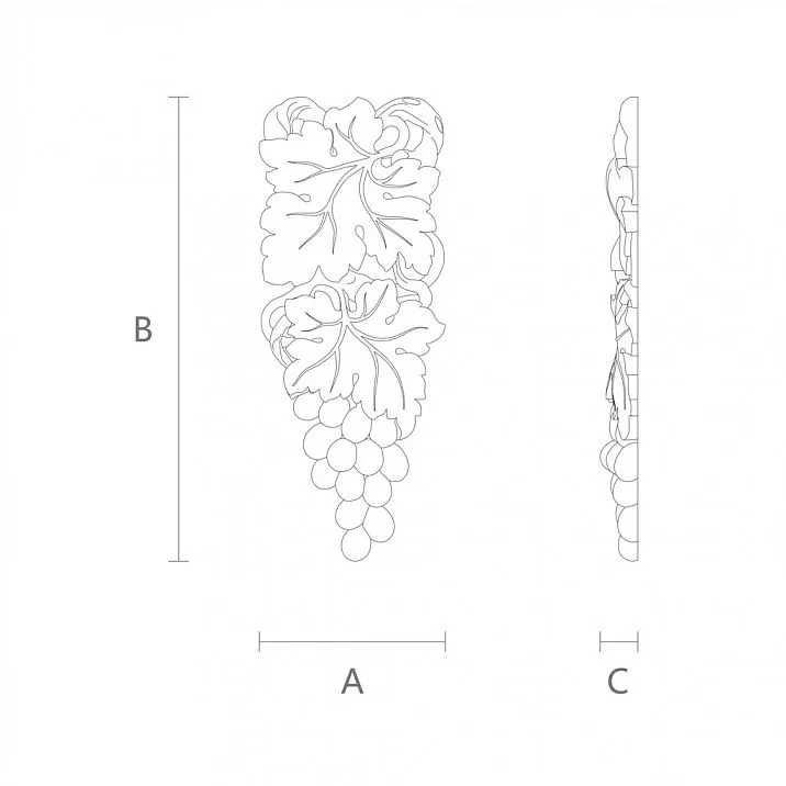 Накладка N-254L  для декора интерьера, стен, потолков, фасадов чертеж