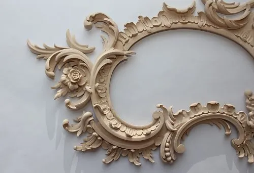 Wooden Frame with Artistic Carving in Baroque Style for Interior