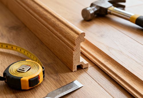 Oak Skirting Board Profile During Installation