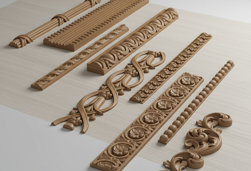 Wooden carved STAVROS moldings with ornament