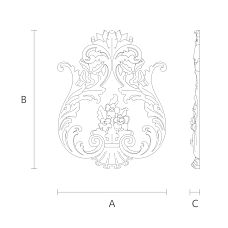 Drawing of Carved Inlay N-238 from Solid Wood